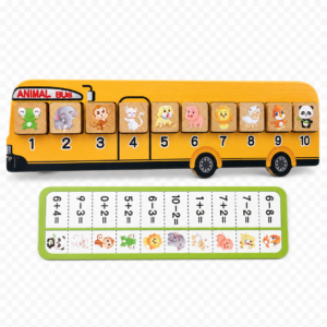 אוטובוס החיות - חיבור וחיסור עד 10 (עץ)